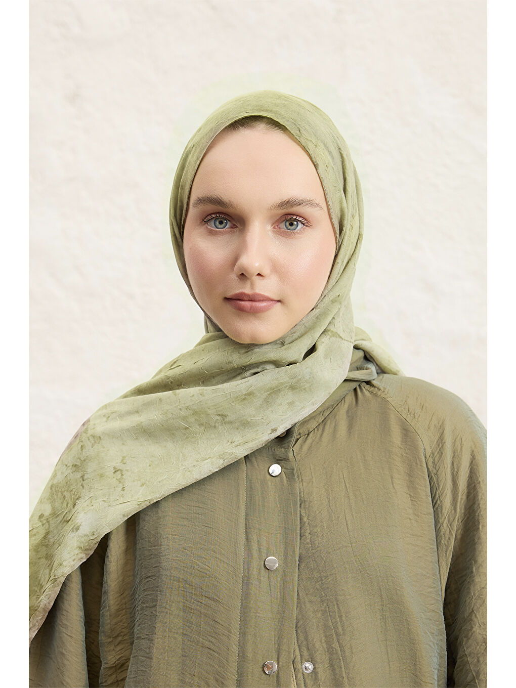 Yeşil Vela Desenli Pamuk Şal Adaçayı-2