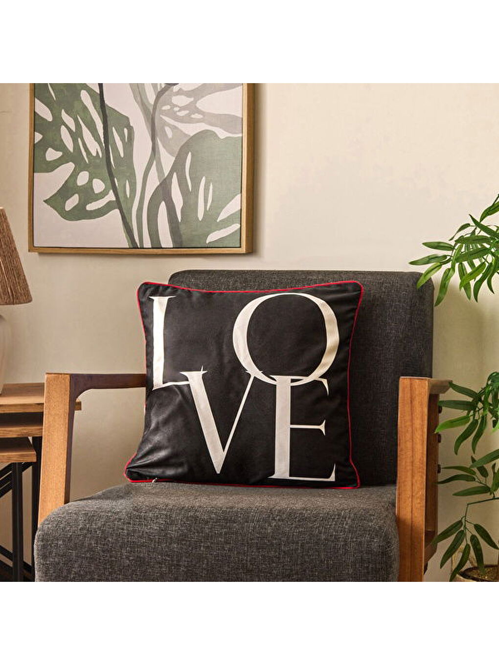 Soft Liebe Kırlent - Siyah / Beyaz - 45x45 cm-6