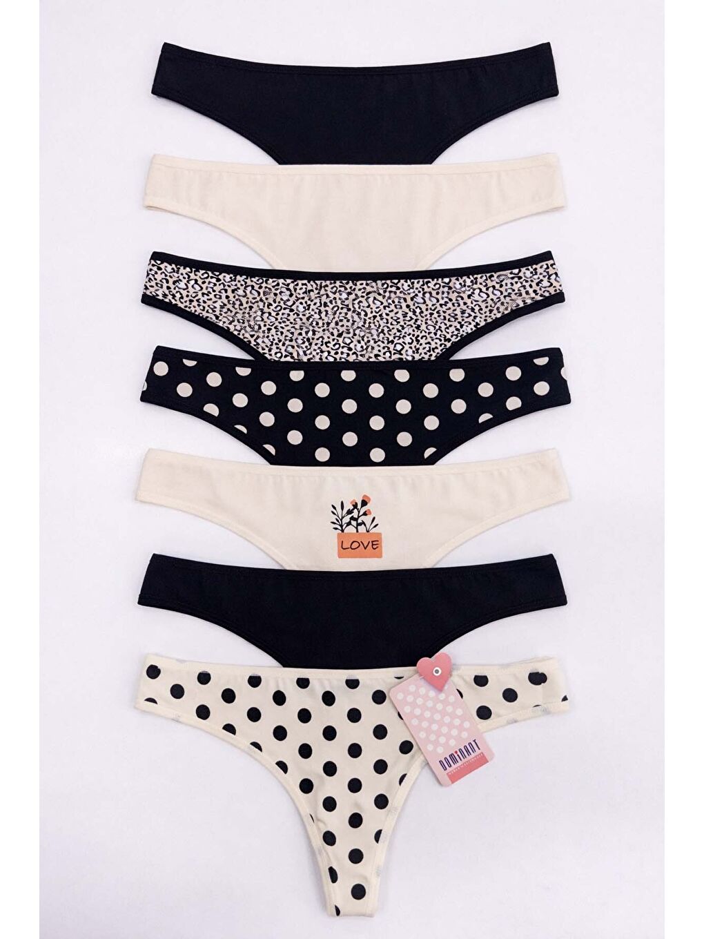 Karışık Kadın Pamuklu Tanga Külot 7'li Paket