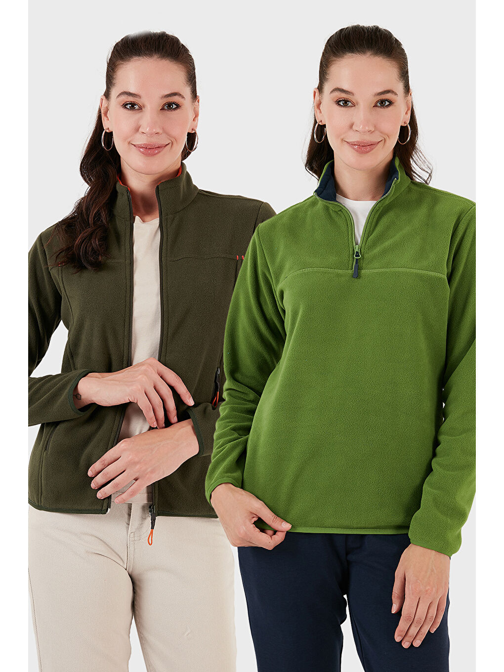 Haki Slim Fit Yumuşak Dokulu Anti-Pilling Tüylenme Yapmayan 2'li Paket Polar 590700200S2