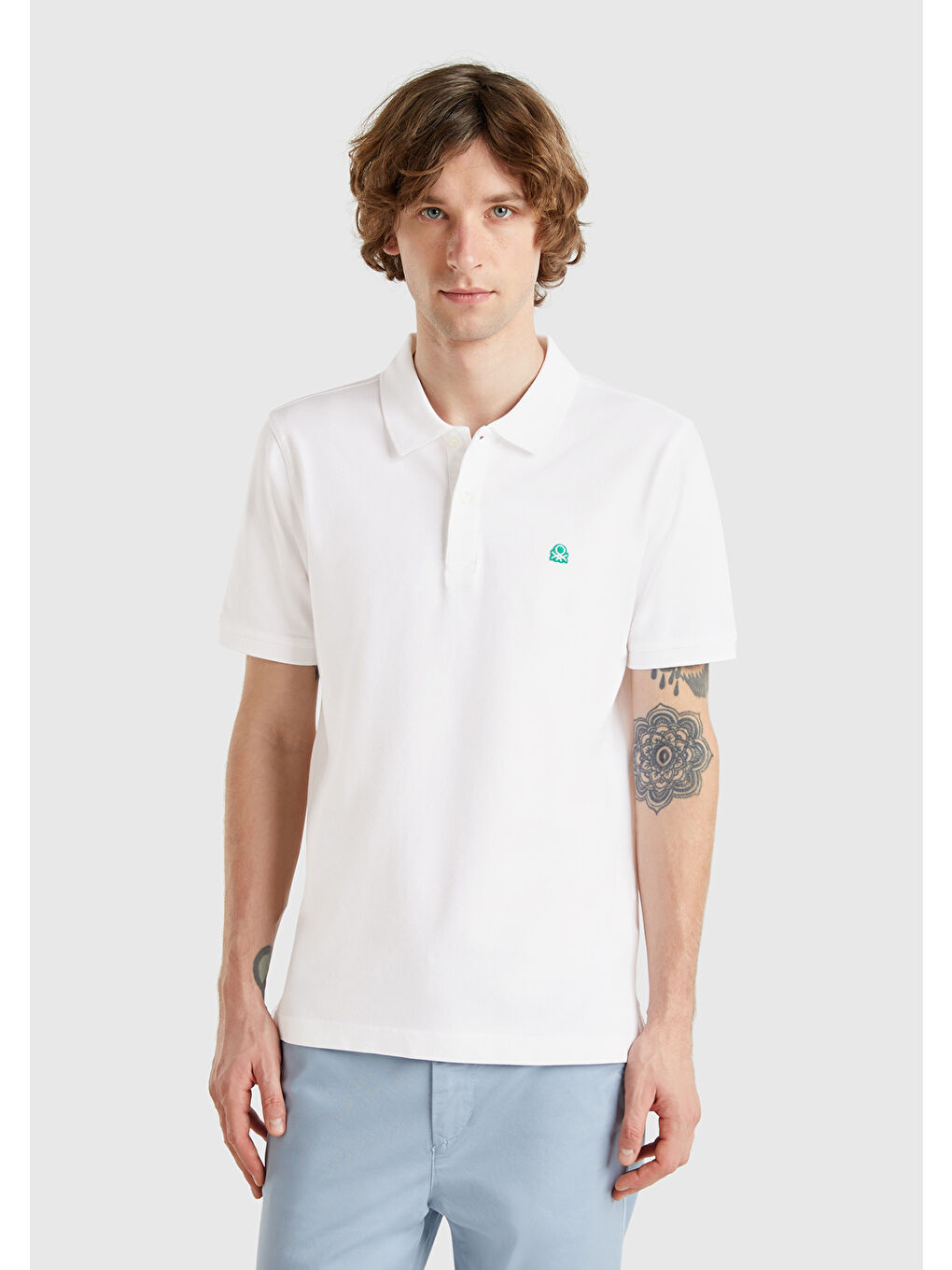 Beyaz  100 Pamuk Slim Fit Polo Erkek Tişört