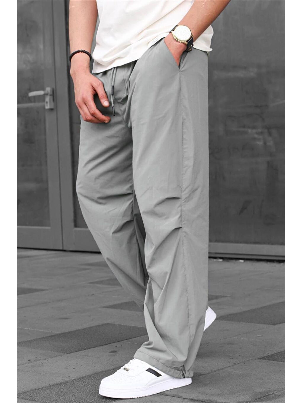 Gri Füme Regular Fit Erkek Paraşüt Pantolon 6504-1