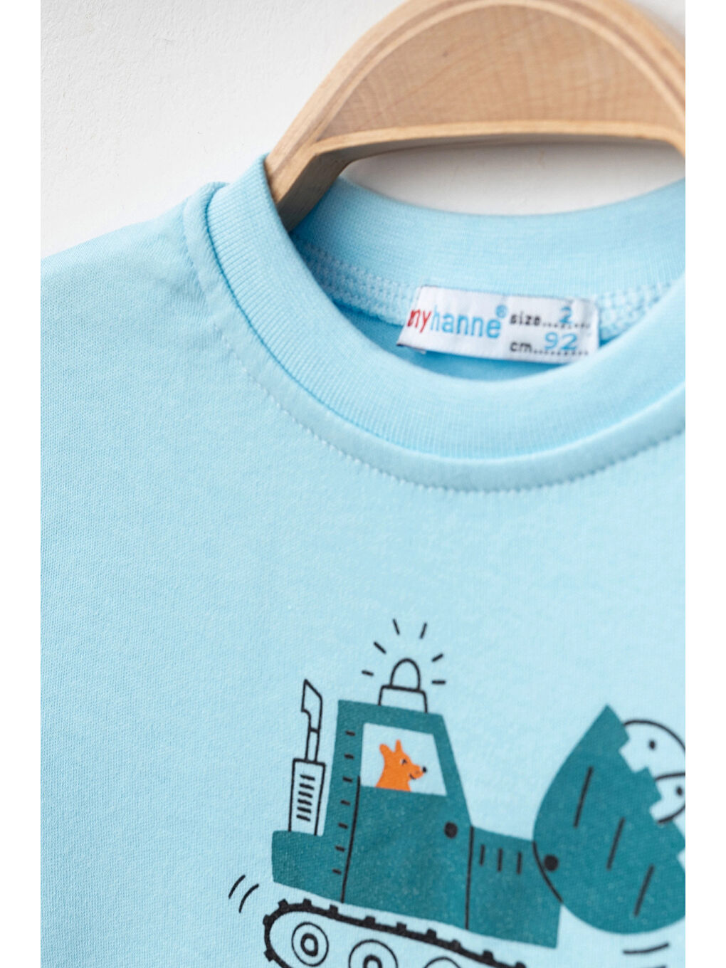 Turkuaz İş Makinası Baskılı Erkek Bebek Pijama Takımı 74171-2