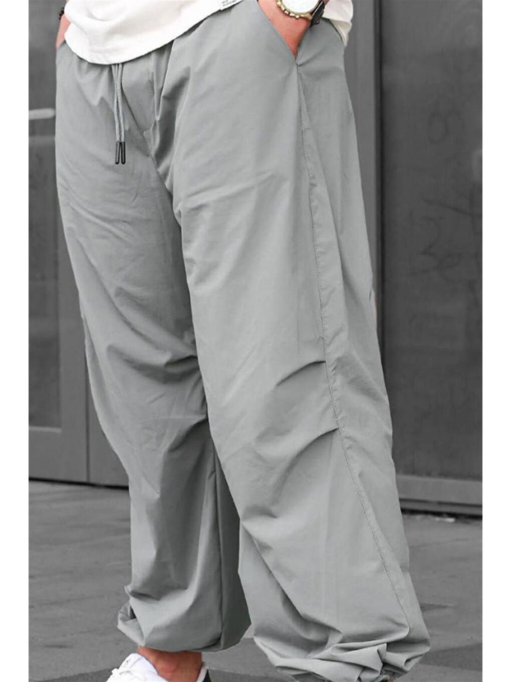 Gri Füme Regular Fit Erkek Paraşüt Pantolon 6504-2