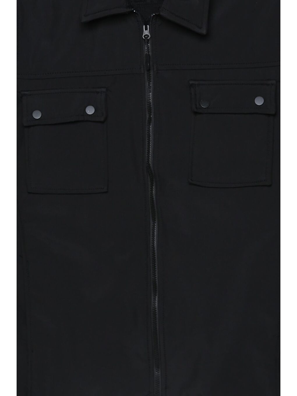 Siyah Erkek Ön Fermuarlı Çift Cepli Mevsimlik Mont-3