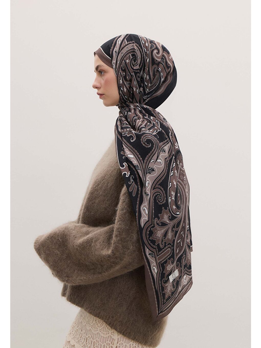 Vıntage Paısley Desen Şal Siyah-1