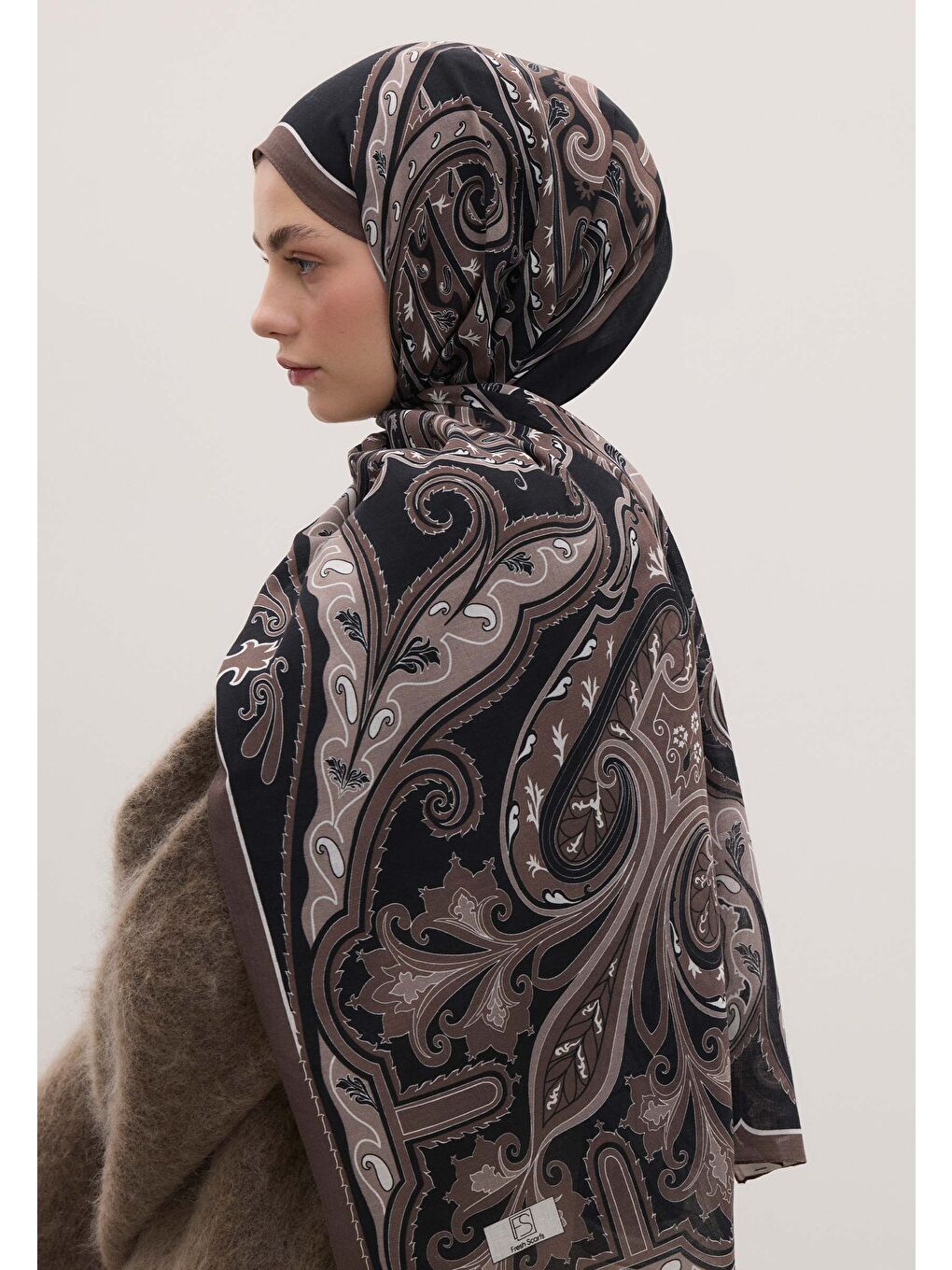 Vıntage Paısley Desen Şal Siyah-3