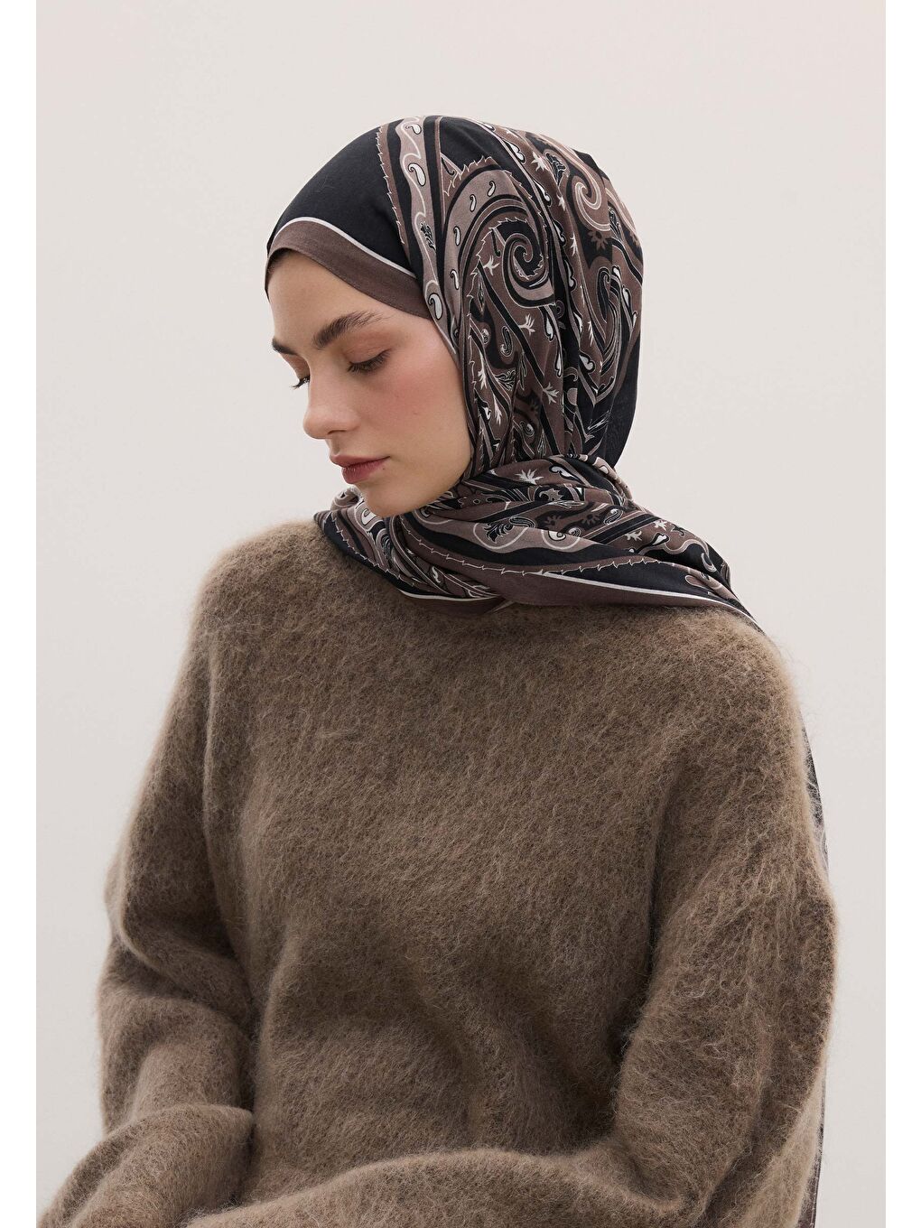 Vıntage Paısley Desen Şal Siyah-4