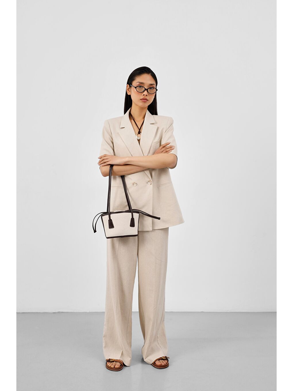 Kahverengi Padra Büzgülü Bucket Kanvas Çanta Kahve-4