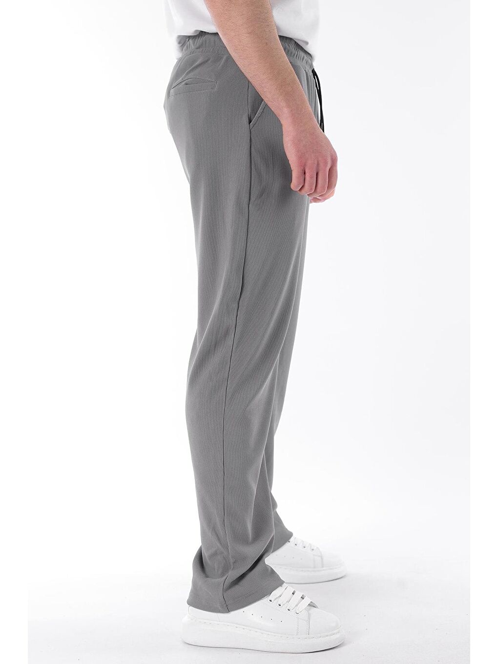 Gri Füme Beli Ayarlanabilir Cep Detaylı Bol Pantolon 6545-5