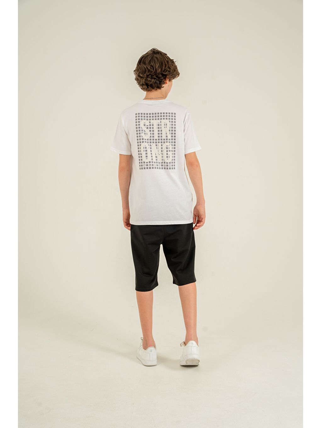 Siyah Strong Baskılı Kolyeli Erkek Çocuk Şort - Tişört Takımı-6