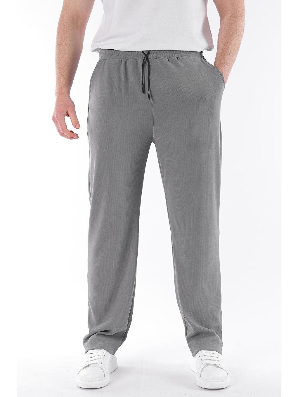 Gri Füme Beli Ayarlanabilir Cep Detaylı Bol Pantolon 6545-7