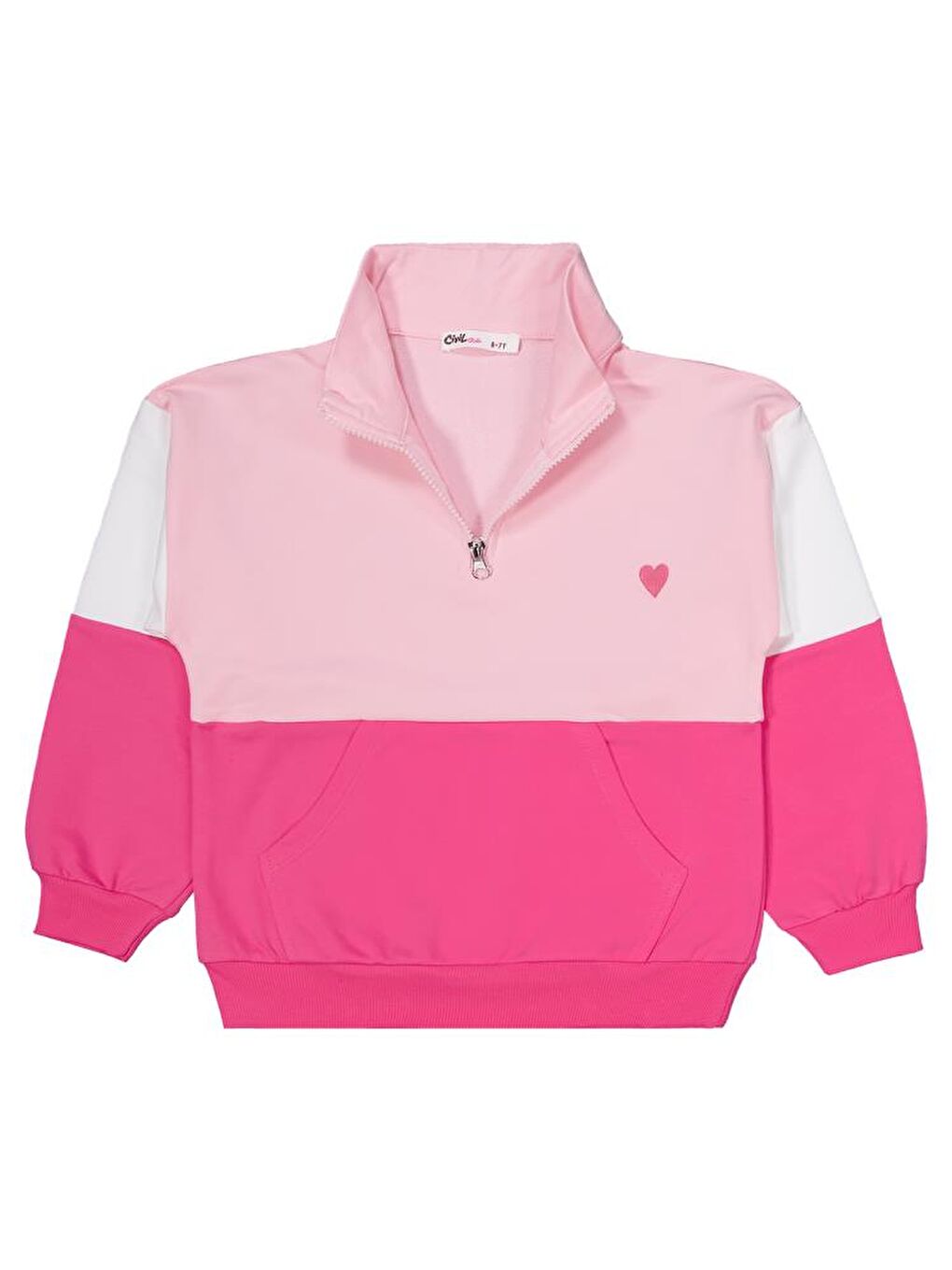 Pembe Kız &#199;ocuk Kalp Nakışlı 6-9 Yaş Eşofman Takımı-1