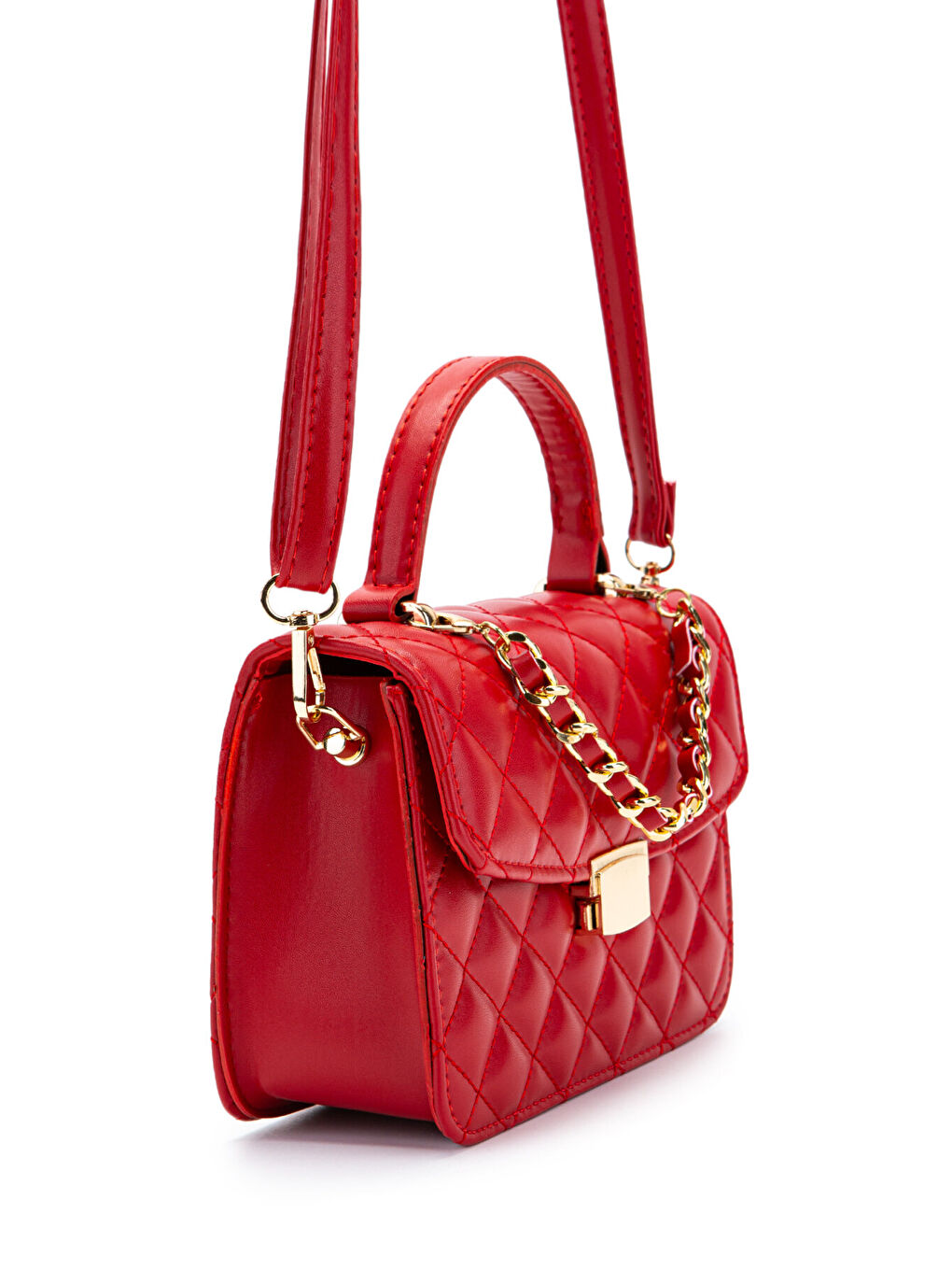 Gold Zincir Charm Detaylı Isabella Kadın Çapraz Çanta Kırmızı-2