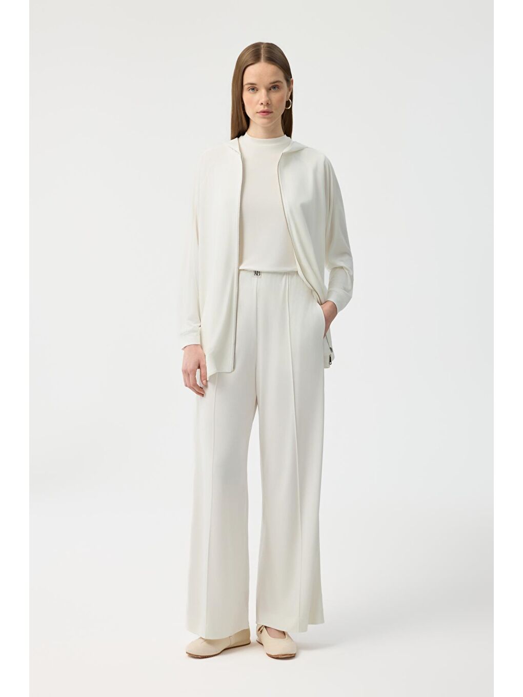 Modal Cupra Fermuarlı Hırka Takım Ekru