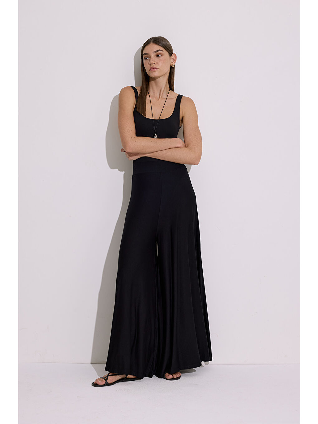 Siyah DÖKÜMLÜ RAHAT PANTOLON SİYAH