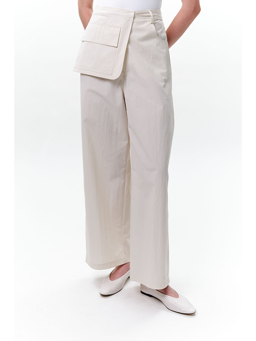 Bej Cep Kemerli Pantolon Taş-4