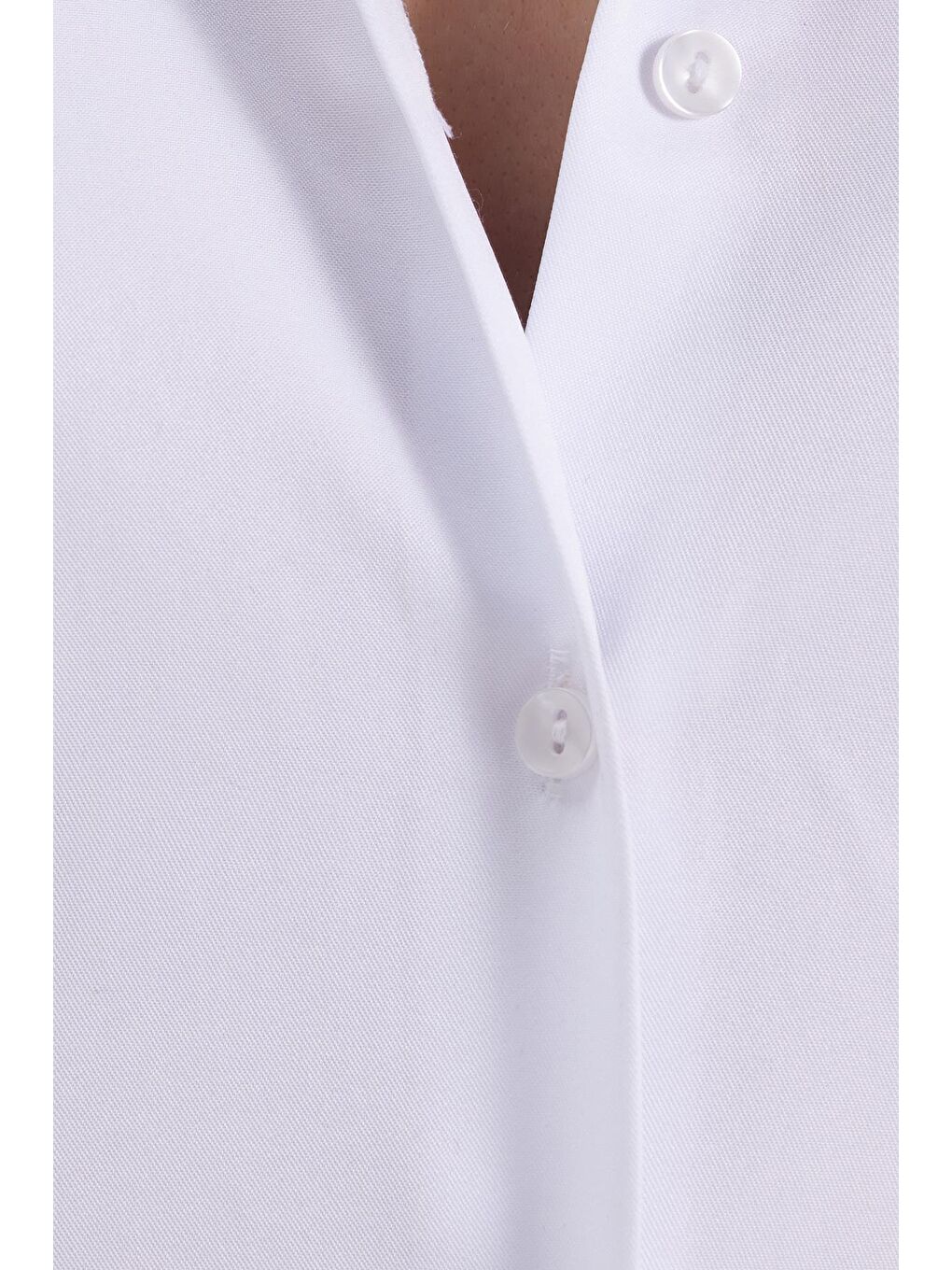 Kadın Slim Fit Dar Kesim Pensli Vucüda Oturan Uzun Manşet Beyaz Gömlek-6