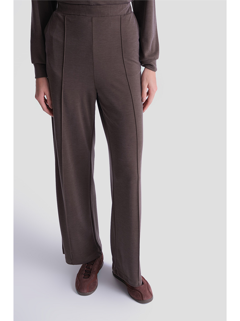 Kahverengi Kapüşonlu Örme Takım 25Kd4386 Kahve-4