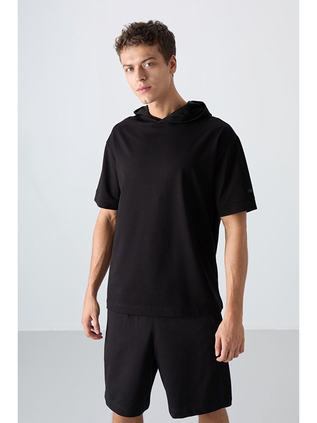 TOMMYLIFE Siyah Pamuklu Kalın Yumuşak Dokulu Oversize Fit Basic Erkek T-Shirt - 88352 - 3