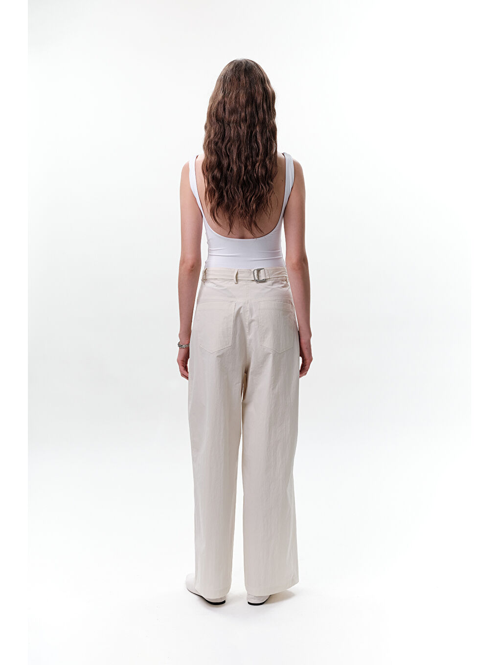 Bej Cep Kemerli Pantolon Taş-5
