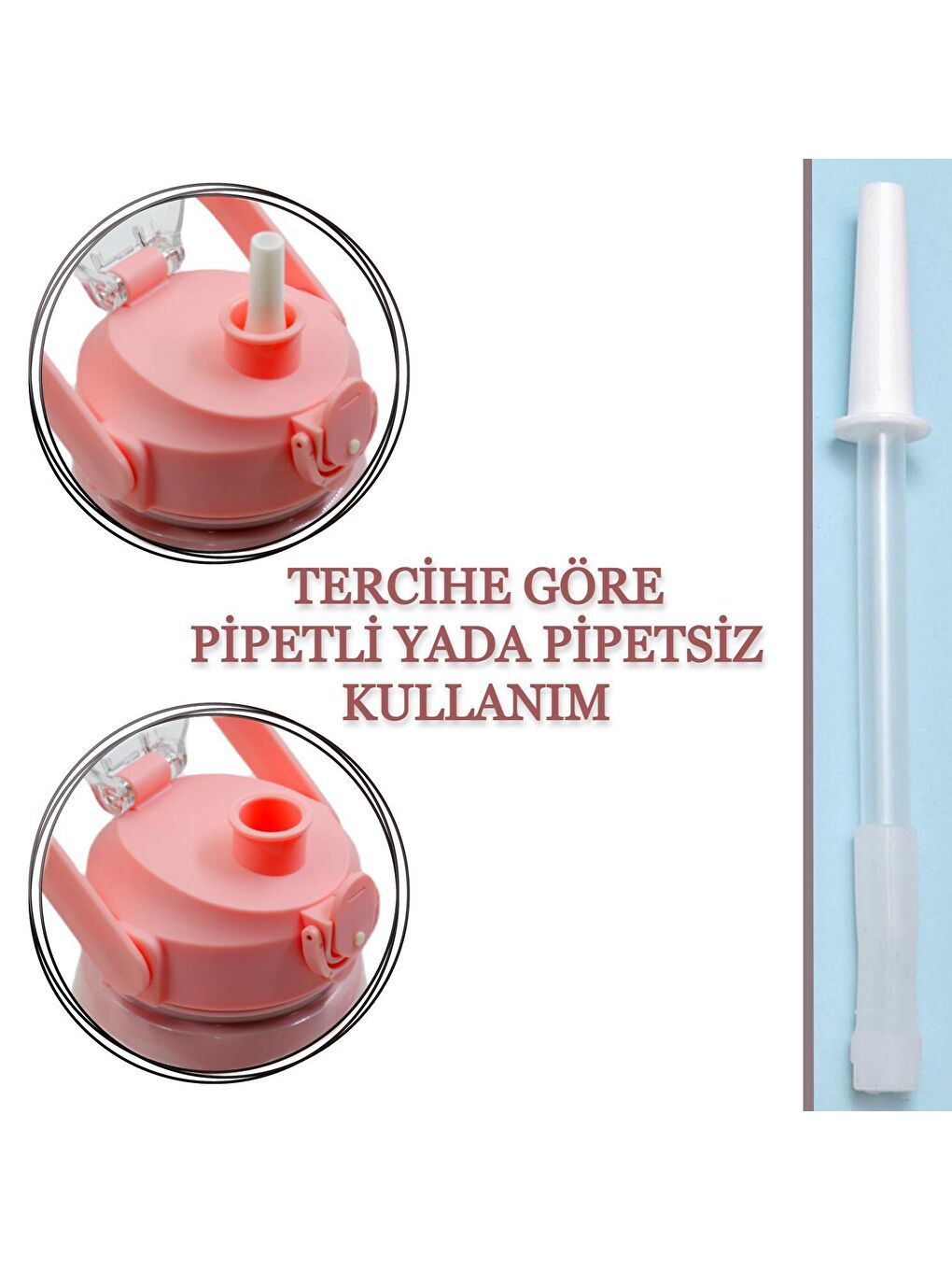 BottleBoss Pipetli Taşıma Askılı Sızdırmaz Paslanmaz Çelik Matara 850 Ml Sticker HEDİYELİ Pembe - 4