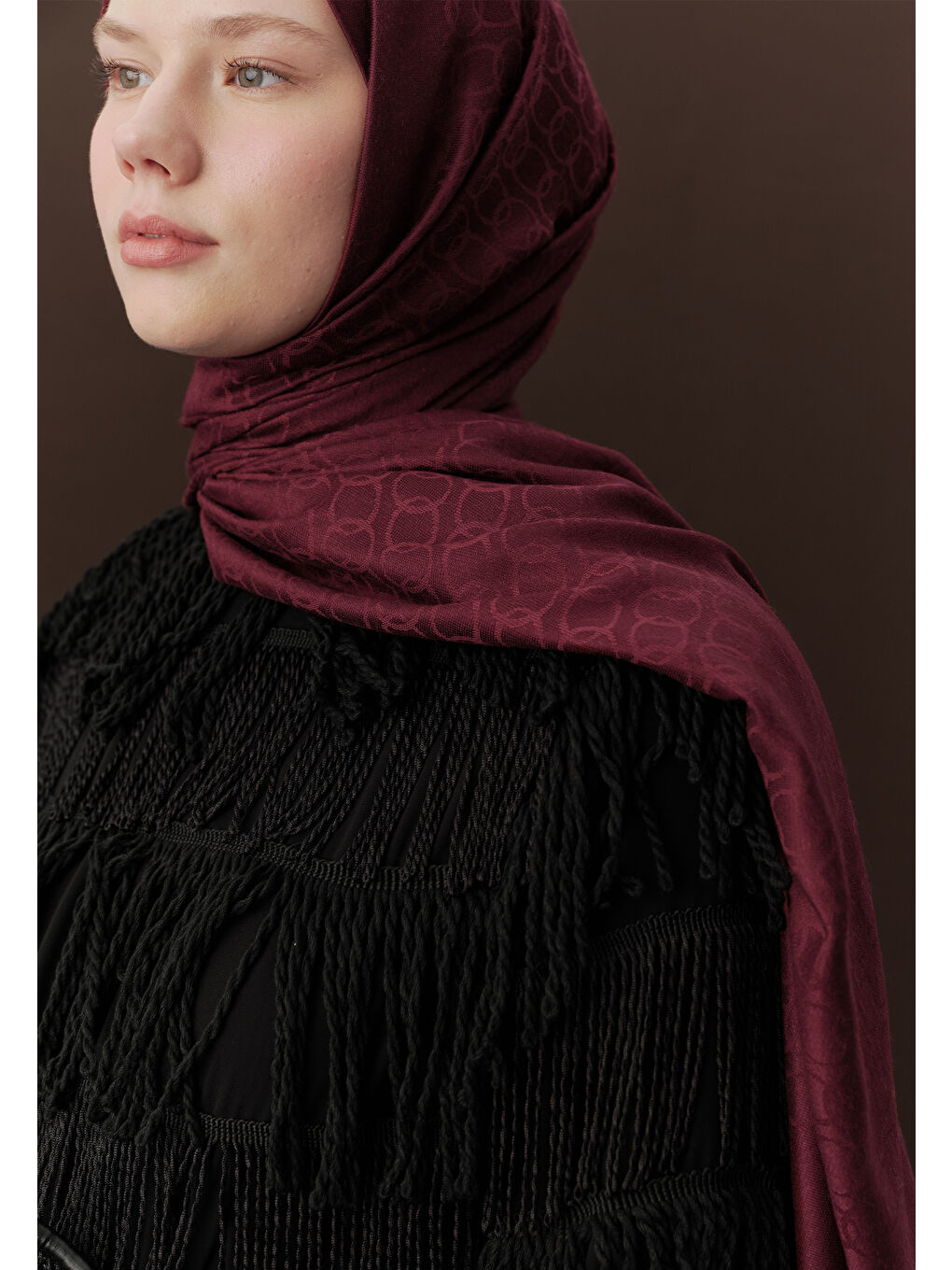 Premıum Yünlü Düz Şal Bordo-1