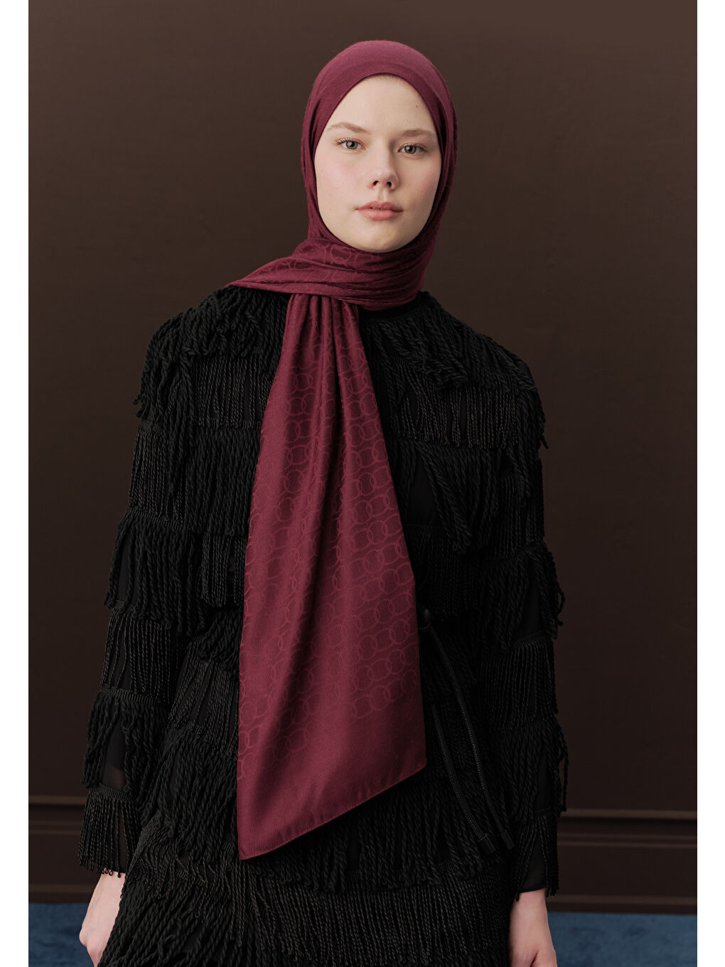 Premıum Yünlü Düz Şal Bordo-2