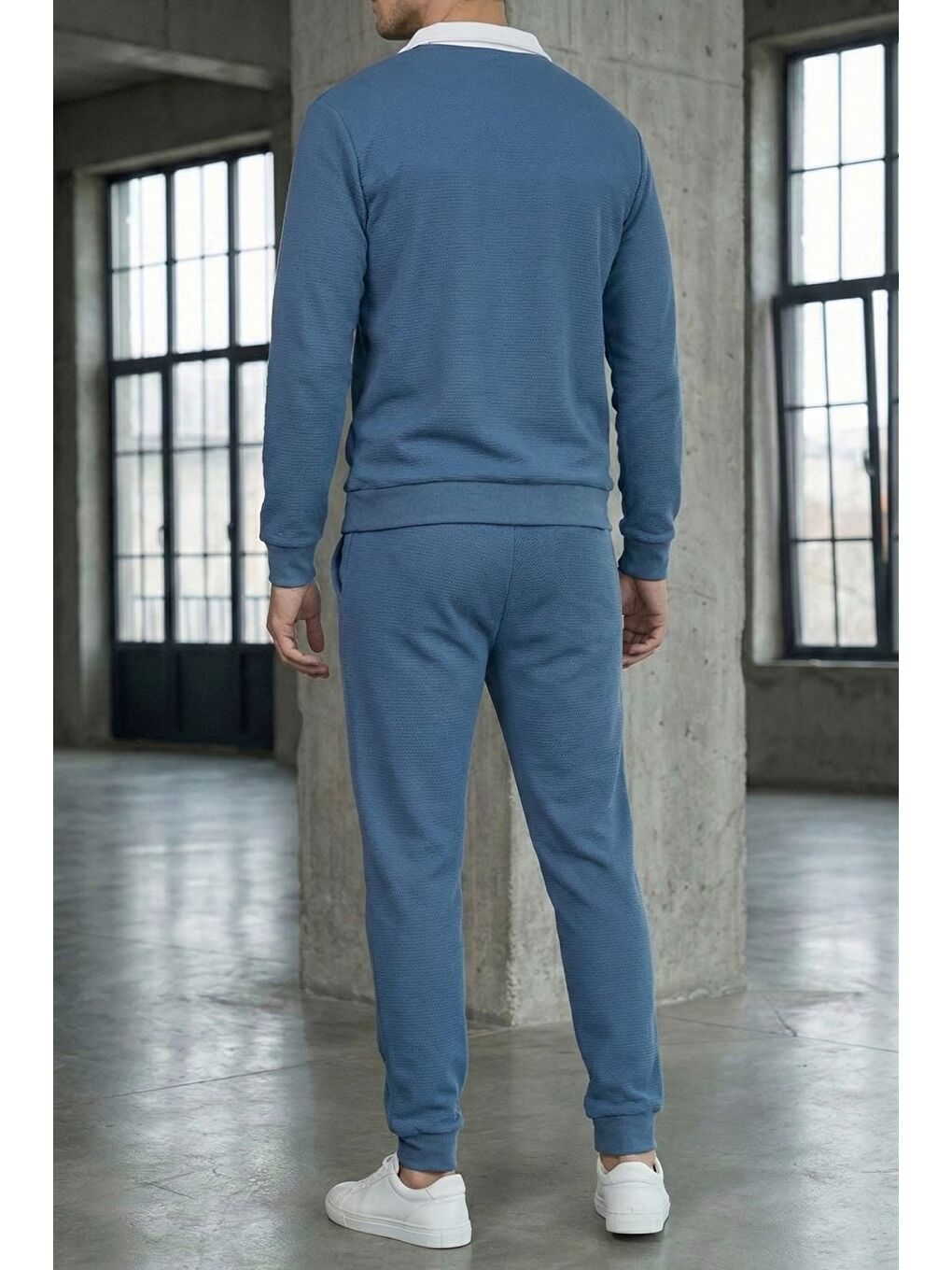 İndigo Erkek Polo Yaka Yarım Fermuarlı Sweat Bel Lastikli Pantolon İkili Takım-2