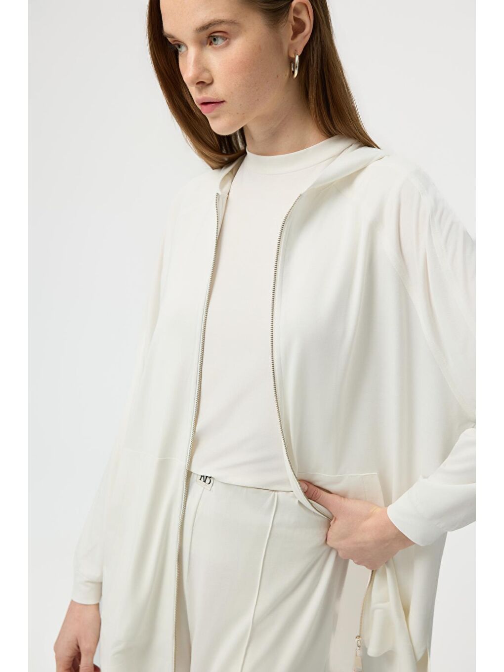 Modal Cupra Fermuarlı Hırka Takım Ekru-5