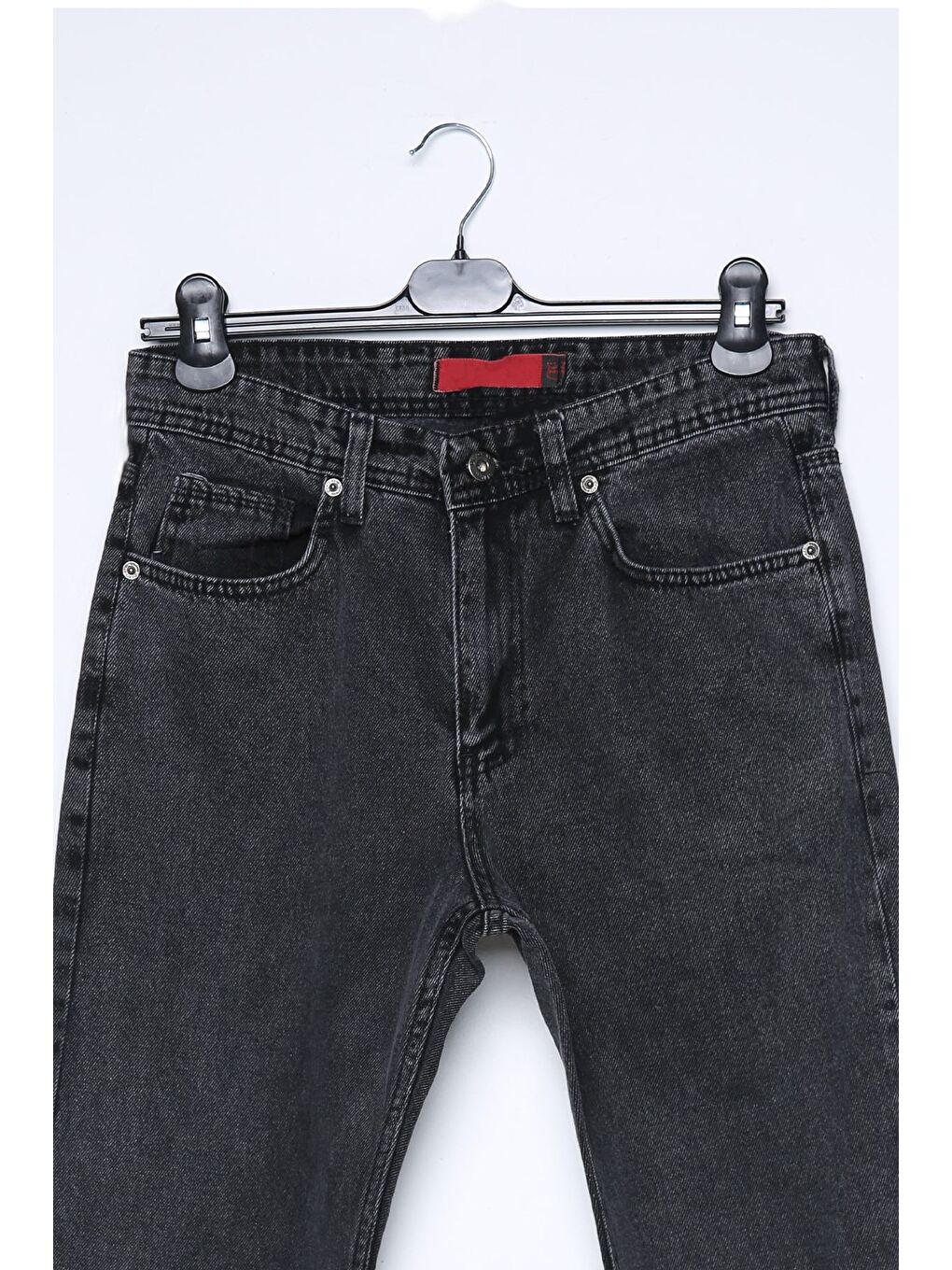 Antrasit Erkek Yüksek Bel Baggy Jean Pantolon-4