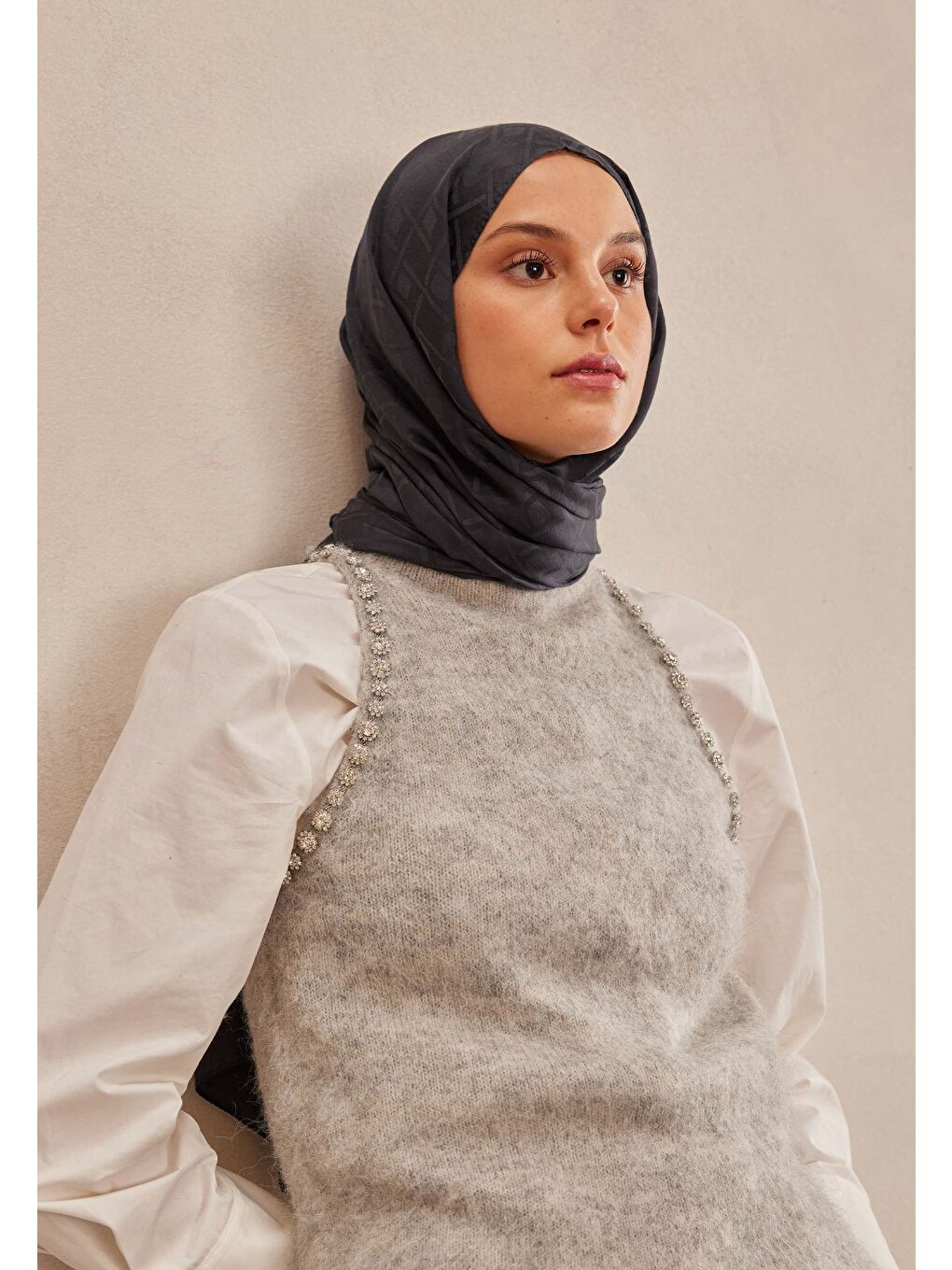 Porto Jakarlı Şal Antrasit