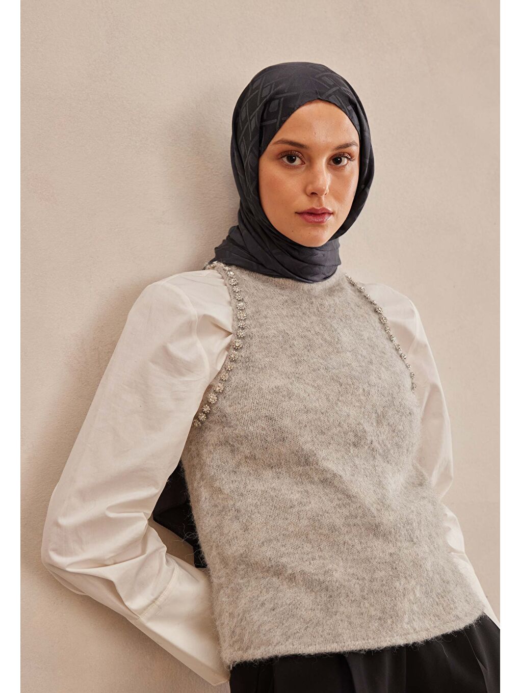 Porto Jakarlı Şal Antrasit-1