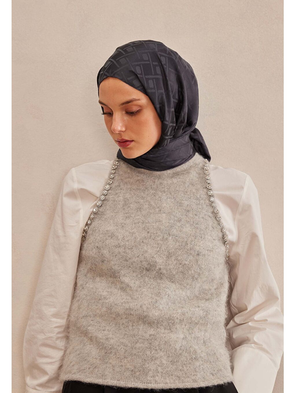 Porto Jakarlı Şal Antrasit-2