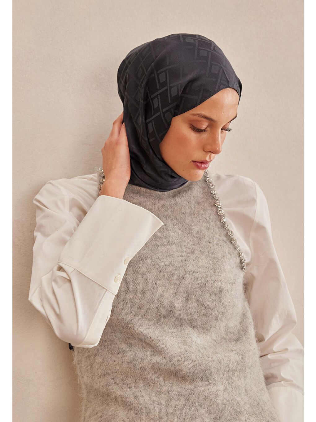 Porto Jakarlı Şal Antrasit-3