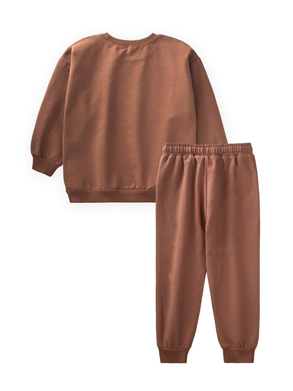 Kahverengi Basic Karyoka Detaylı Sweatshirt Takım 3-8 Yaş Açık Kahve-1