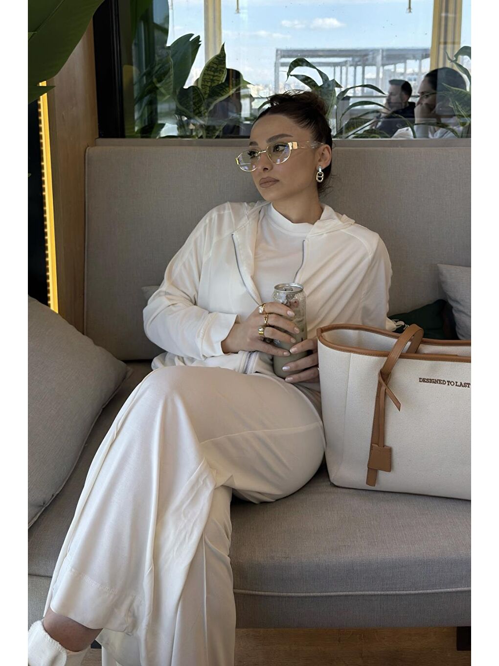 Modal Cupra Fermuarlı Hırka Takım Ekru-8