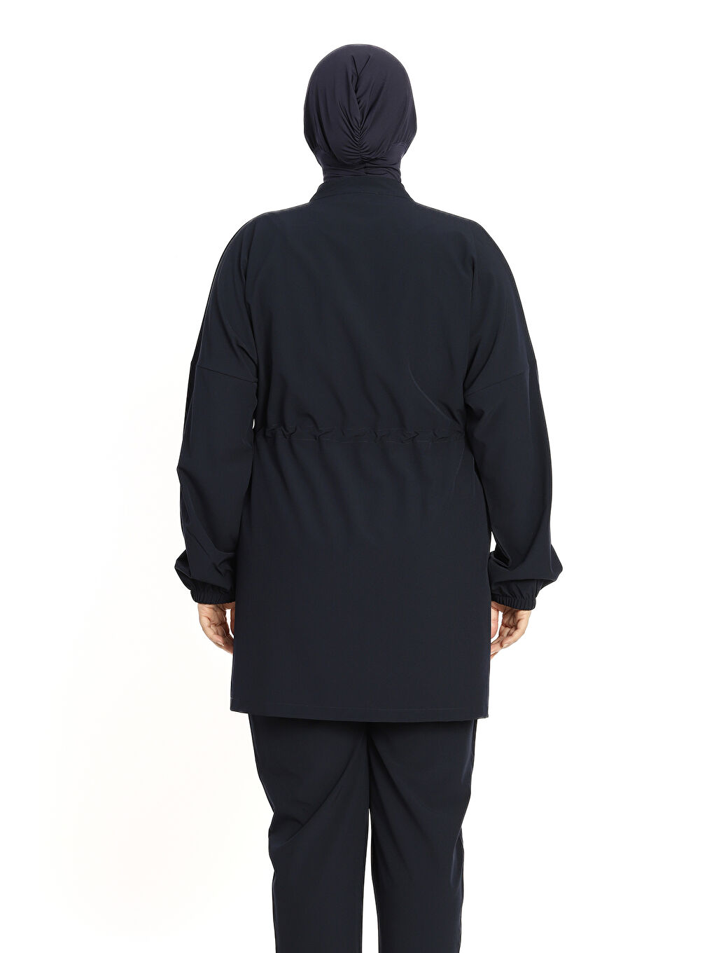 Büyük Beden Spor Elastan Tam Kapalı Tesettür Mayo 6291 Koyu Lacivert-3
