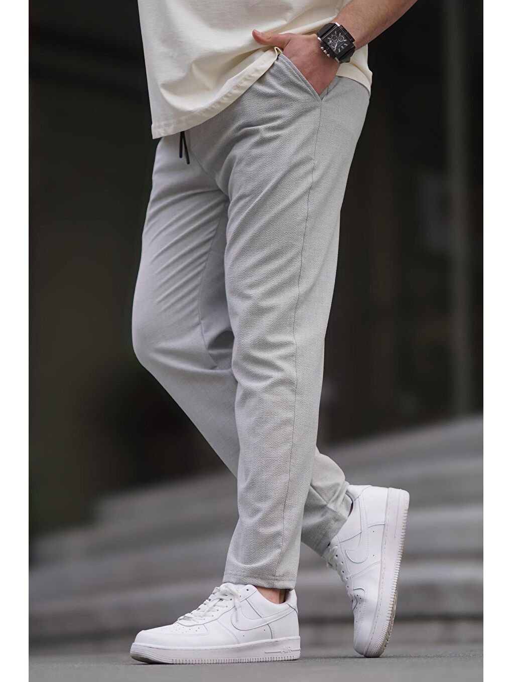 Gri Düz Paça Erkek Pantolon 6535