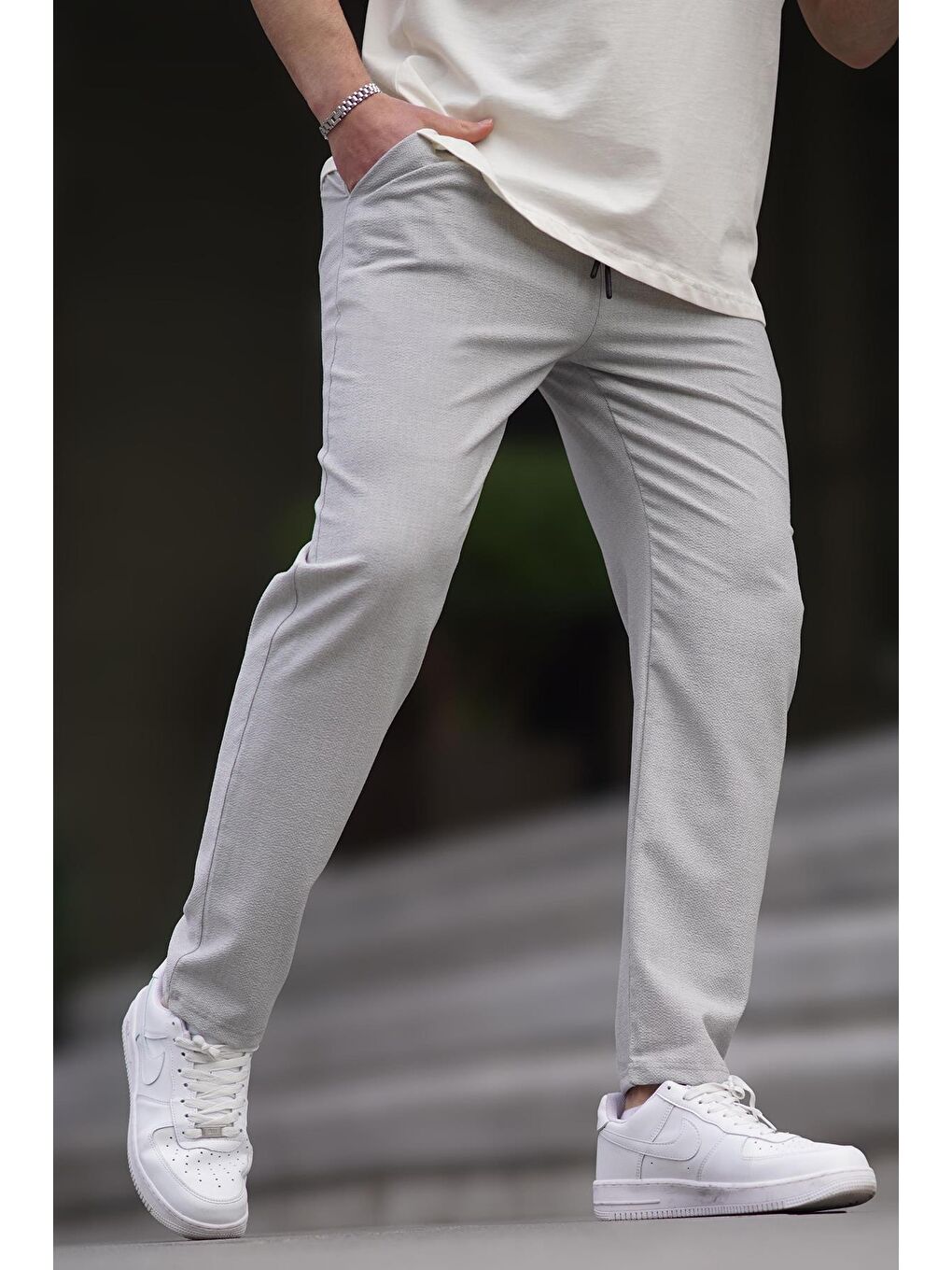 Gri Düz Paça Erkek Pantolon 6535-1