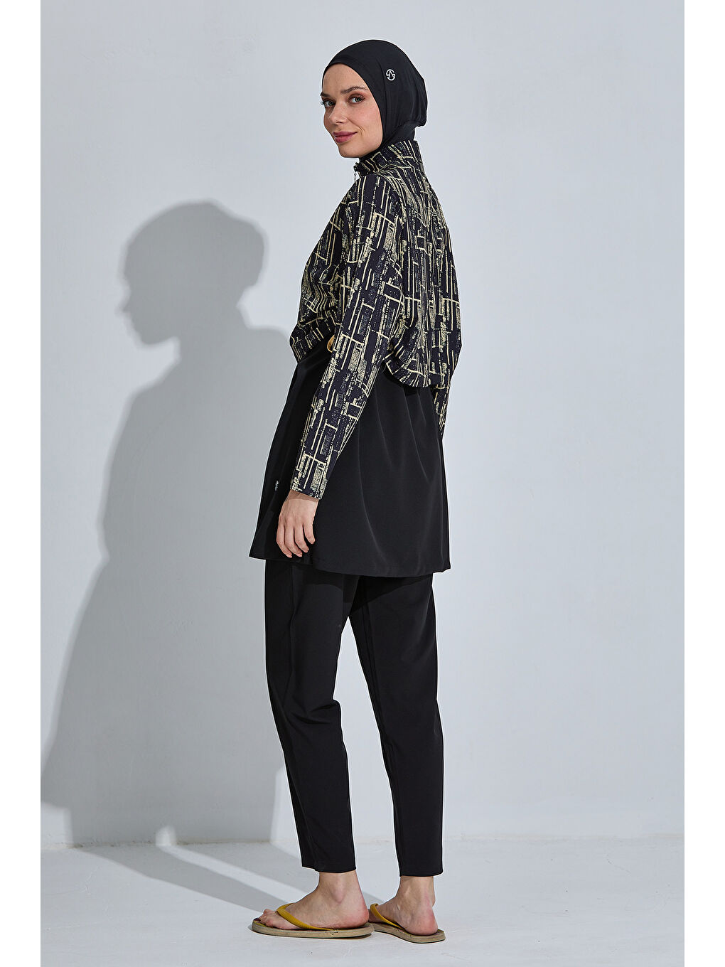 Spor Elastan Tam Kapalı Tesettür Mayo 6488 Siyah01-1