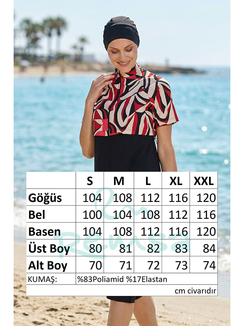 Kısa Kollu Spor Elastanlı Yarı Kapalı Mayo 6568 Siyah02-4