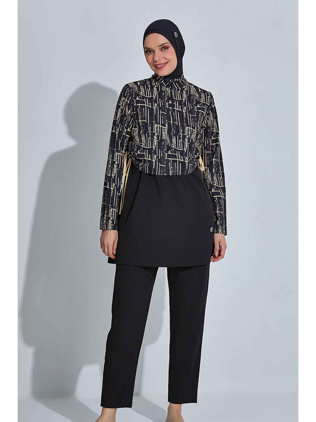 Spor Elastan Tam Kapalı Tesettür Mayo 6488 Siyah01-2