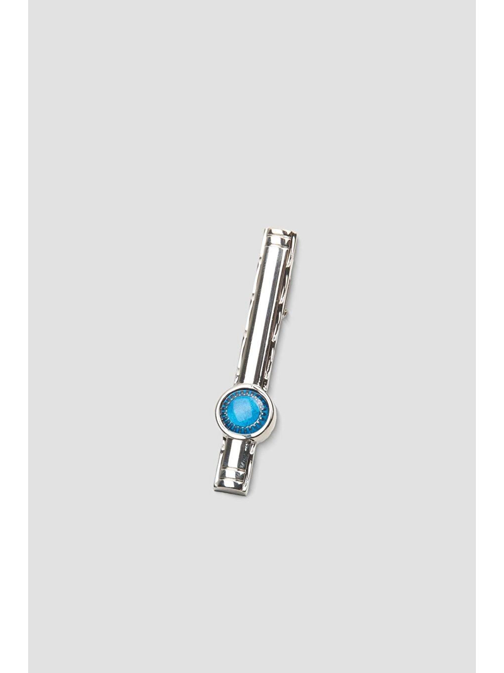 Yeşil 98002 Silver Mavi Erkek Kravat İğnesi-1