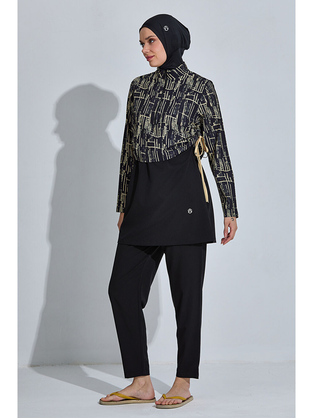 Spor Elastan Tam Kapalı Tesettür Mayo 6488 Siyah01-3