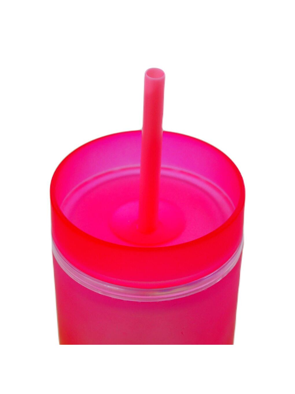 BottleBoss Pembe Çift Katmanlı Pipetli Çift Renkli Sızdırmaz Bardak Matara 470 Ml Pembe - 1