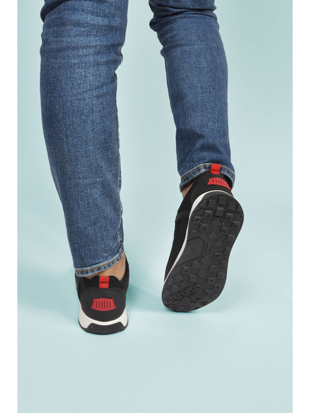 Siyah Kırmızı Kilit Bağcıklı Hafif Esnek Erkek Spor Ayakkabı Apollo 166 M-4