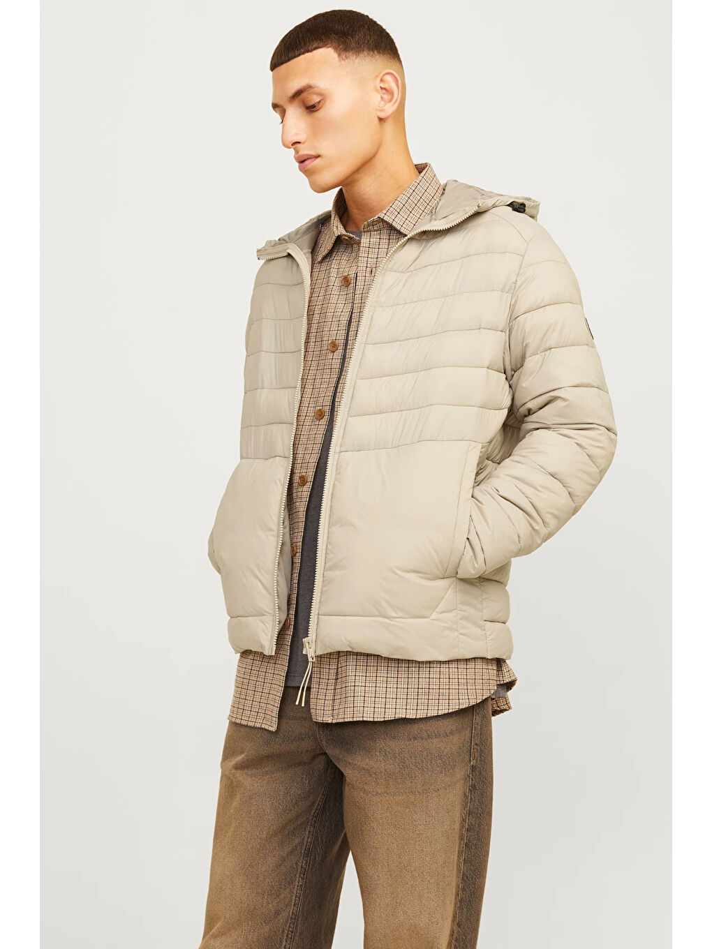 Jack & Jones Kahverengi Essentials Jjesprint Comfort Fit Ayarlanabilir Kapüşonlu Erkek Mont 12258441