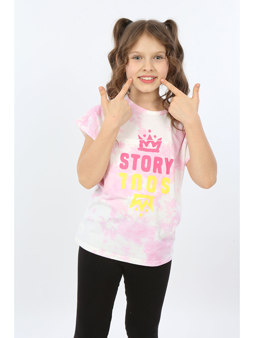 Pembe Kız Çocuk Story Soul Baskılı Tişört-3