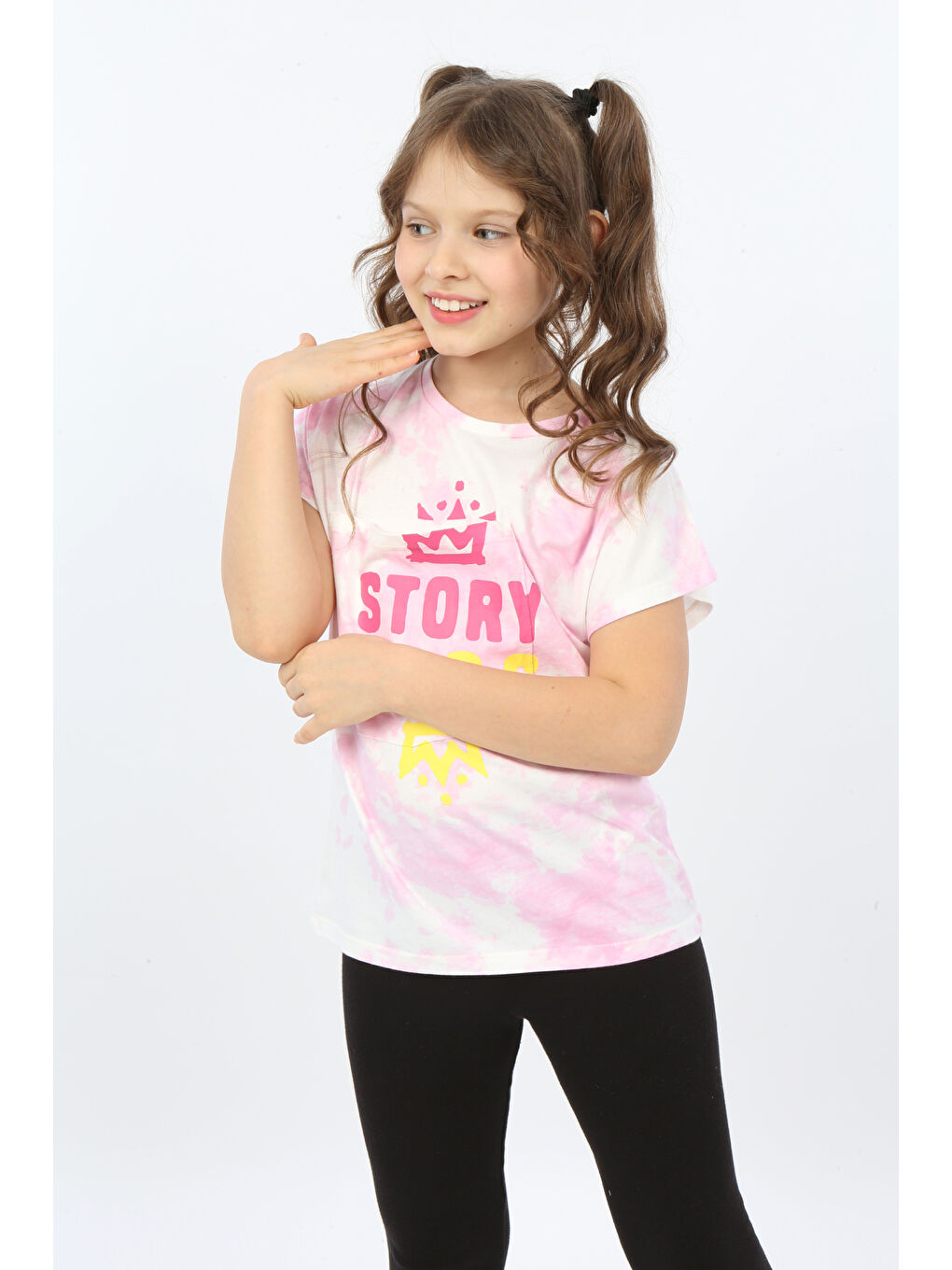 Pembe Kız Çocuk Story Soul Baskılı Tişört-4